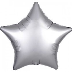 Sølv Satin Stjerne Folie Ballon til Helium