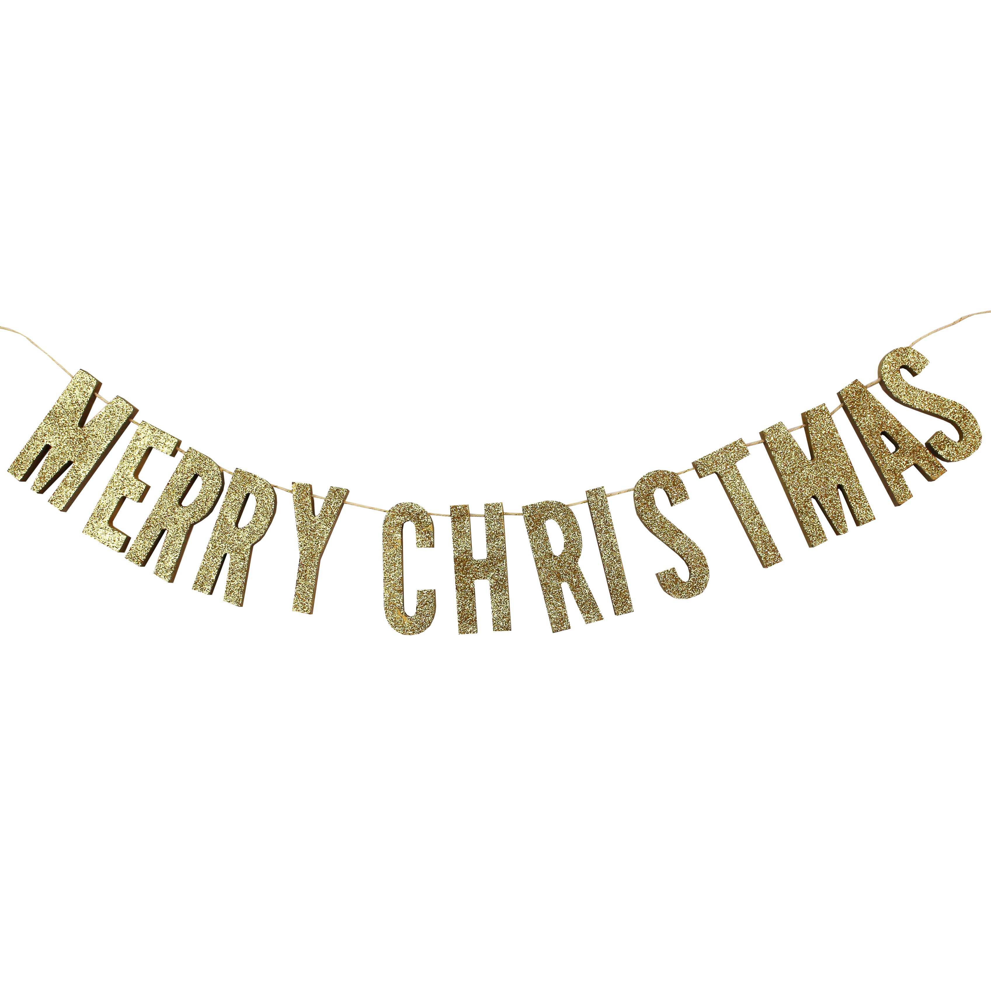 Jule guirlande med guld "Merry Christmas" bogstager i træ fra Gingerray